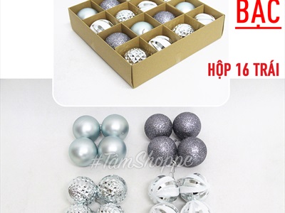 Hộp 16 trái châu Noel 4 kiểu ngẫu nhiên ĐK6cm TRAICHAU-24